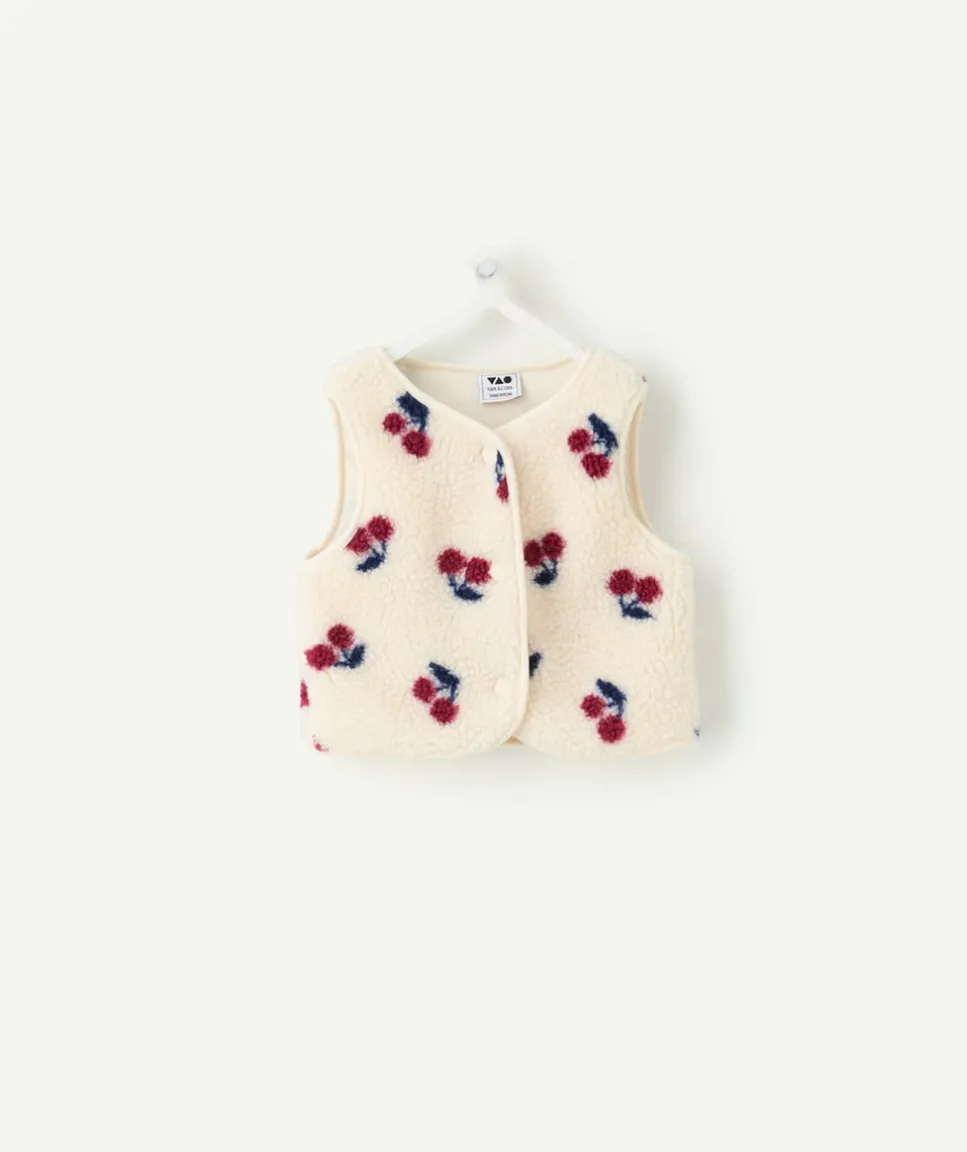Gilet sans manches bébé fille imprimé cerises