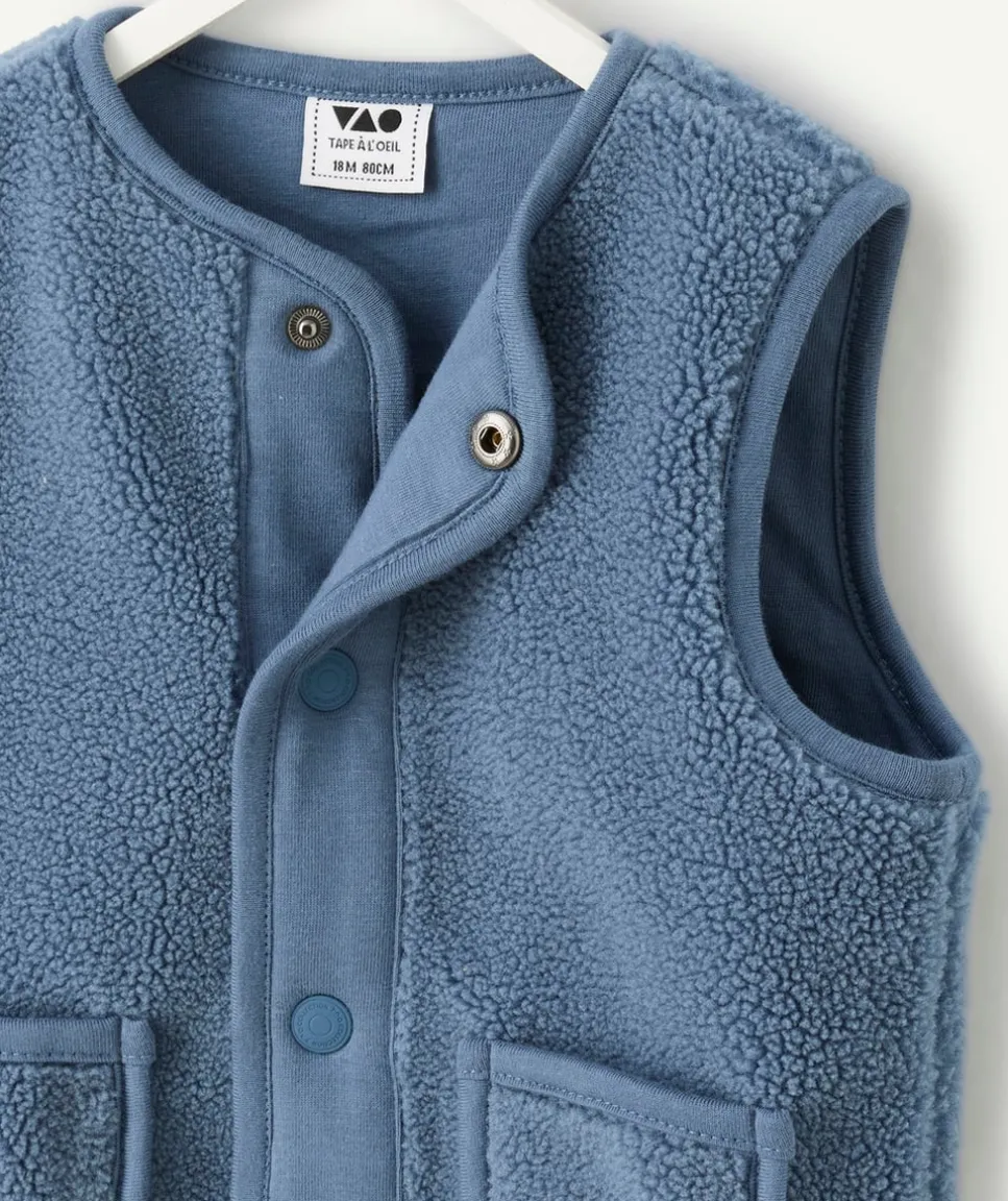 Gilet sans manches bébé garçon sherpa bleu