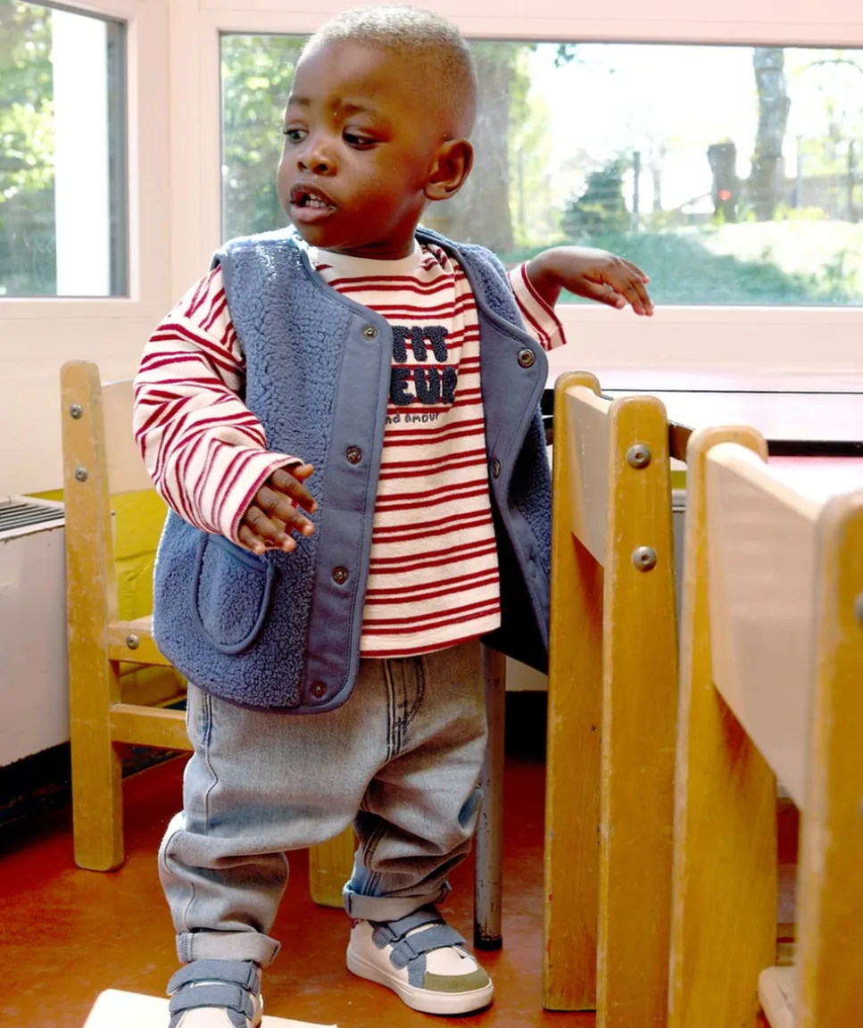 Gilet sans manches bébé garçon sherpa bleu