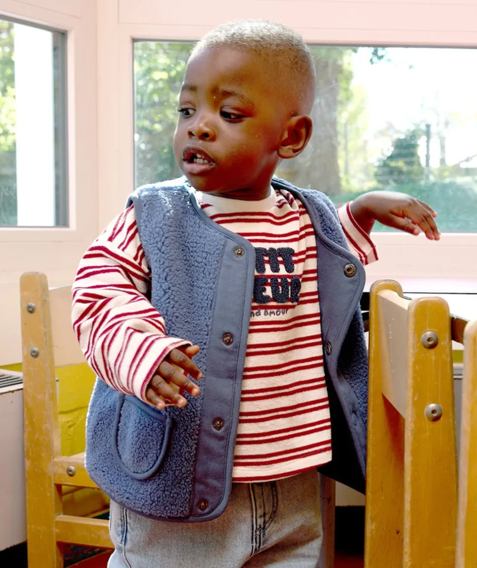 Gilet sans manches bébé garçon sherpa bleu