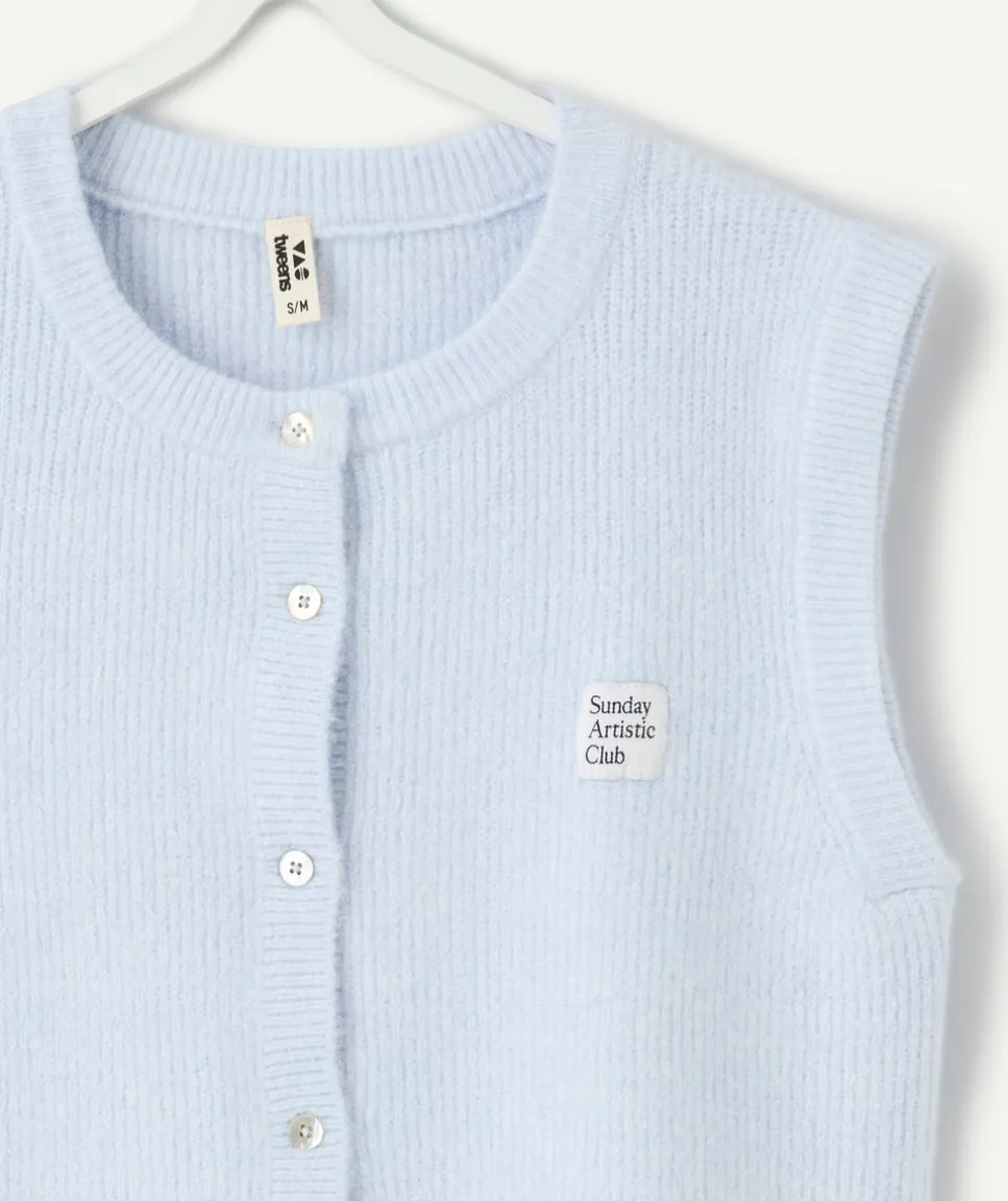 Gilet sans manches fille bleu pastel