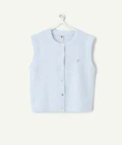 Gilet sans manches fille bleu pastel