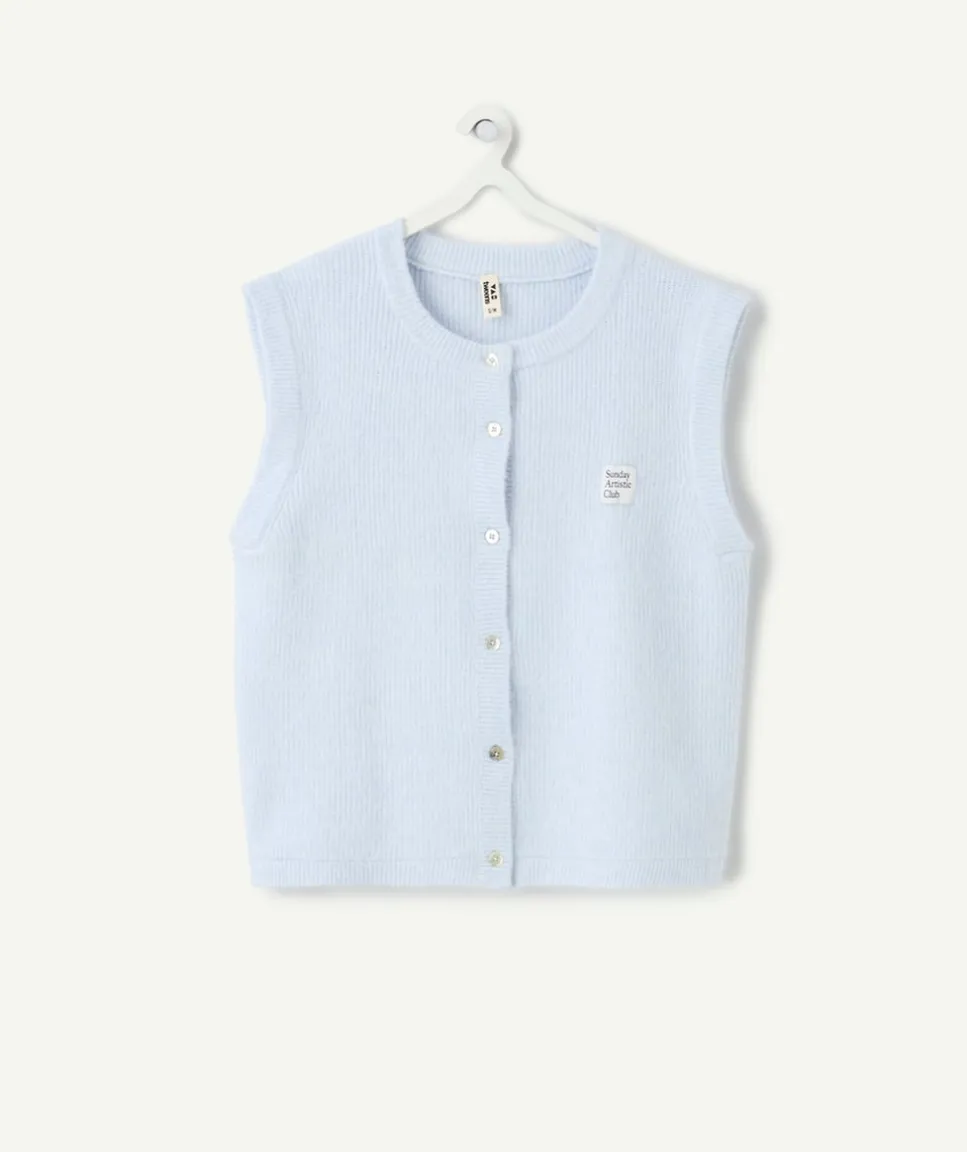 Gilet sans manches fille bleu pastel