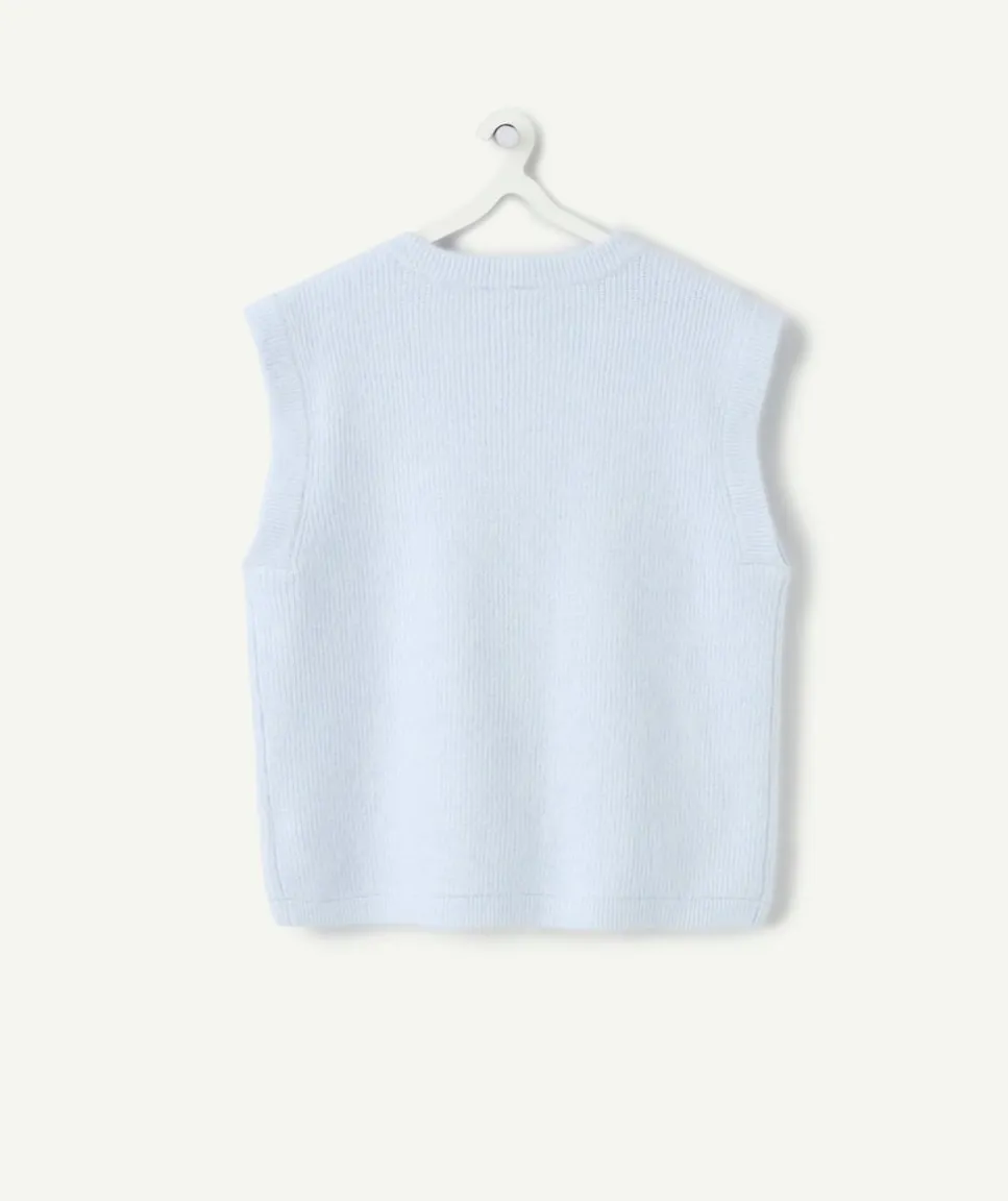 Gilet sans manches fille bleu pastel