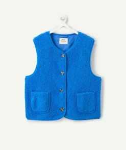 Gilet sans manches fille bleu