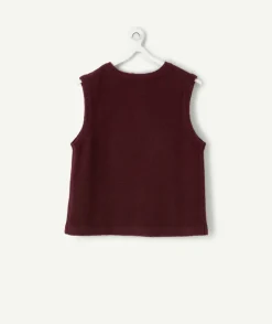 Gilet sans manches fille bordeaux
