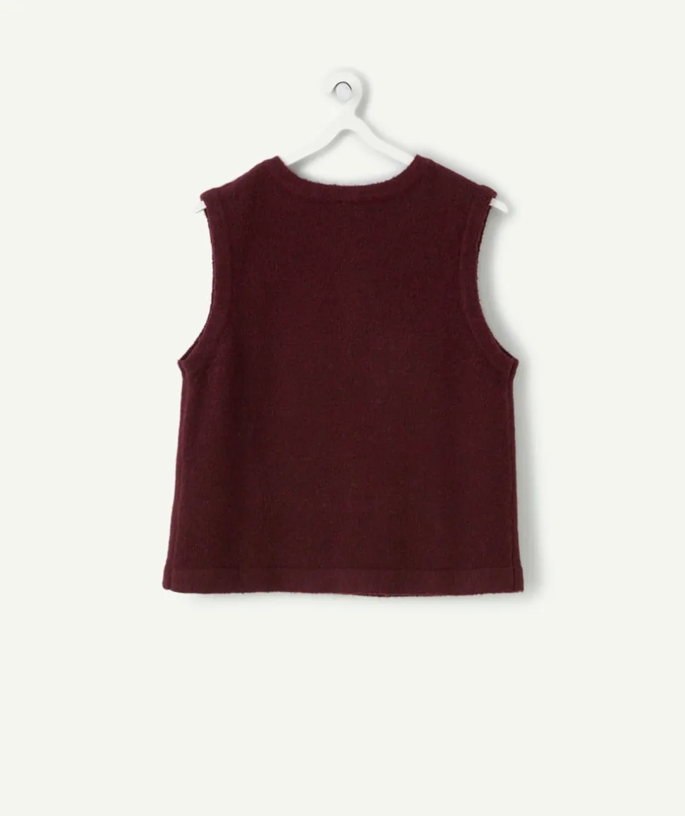 Gilet sans manches fille bordeaux