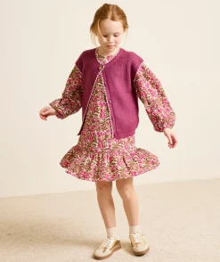 Gilet sans manches fille en tricot bordeaux