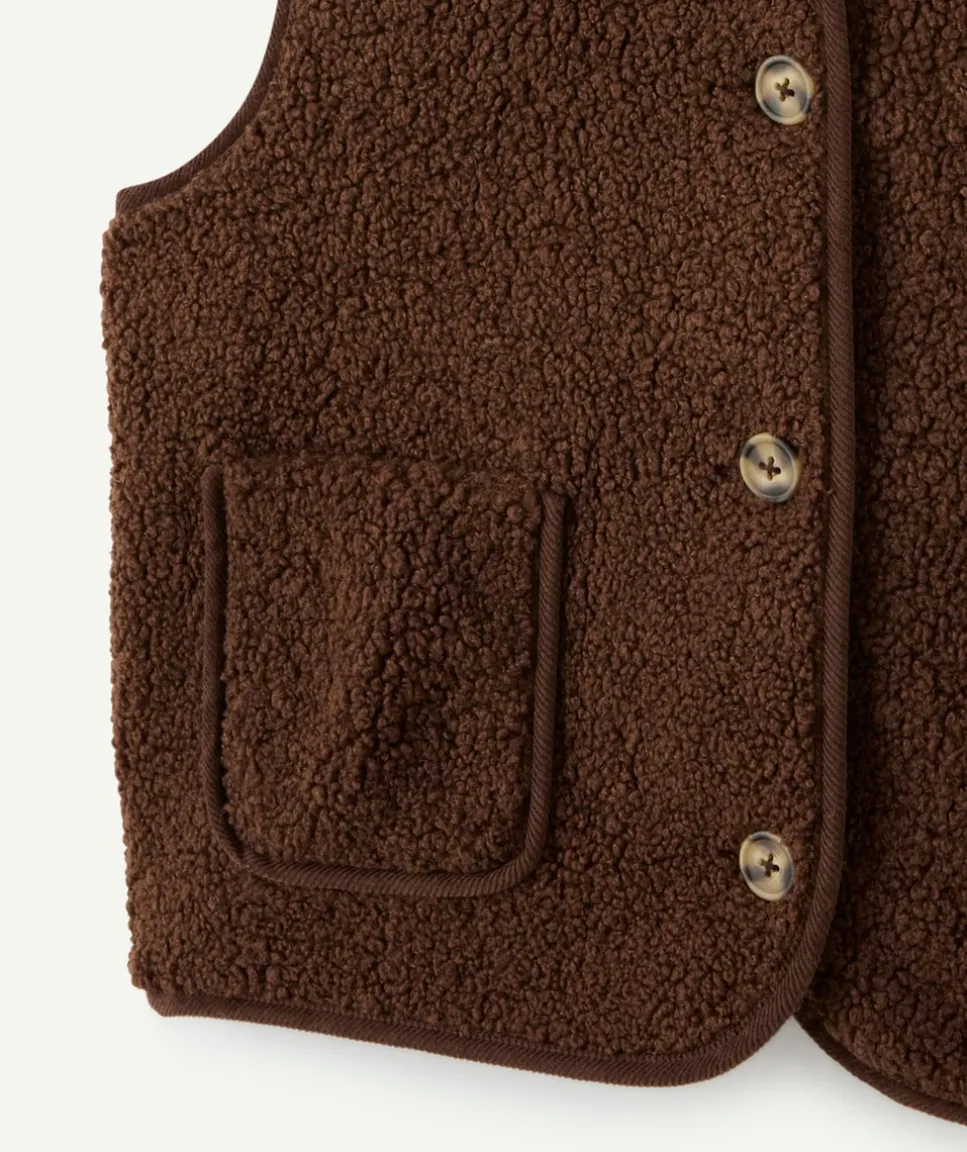 Gilet sans manches fille marron