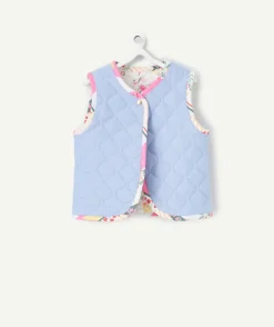 Gilet sans manches réversible bébé fille en rembourrage recyclé patchwork