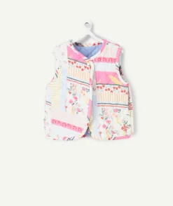 Gilet sans manches réversible bébé fille en rembourrage recyclé patchwork