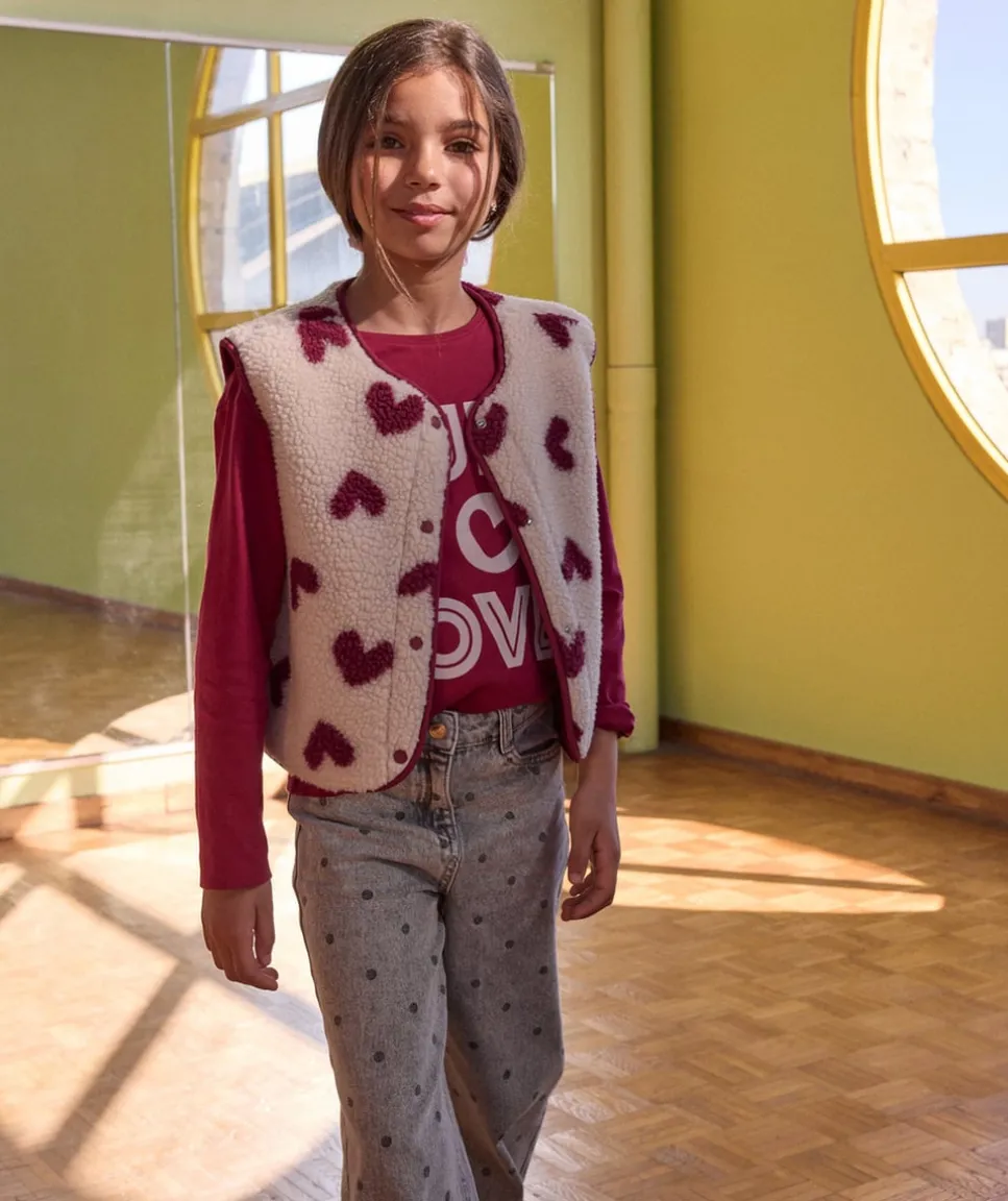 Gilet sherpa sans manches fille réversible