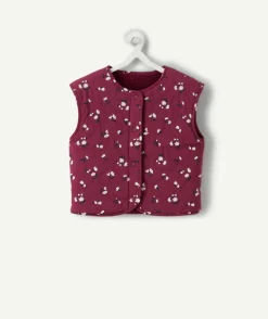 Gilet sherpa sans manches fille bordeaux réversible