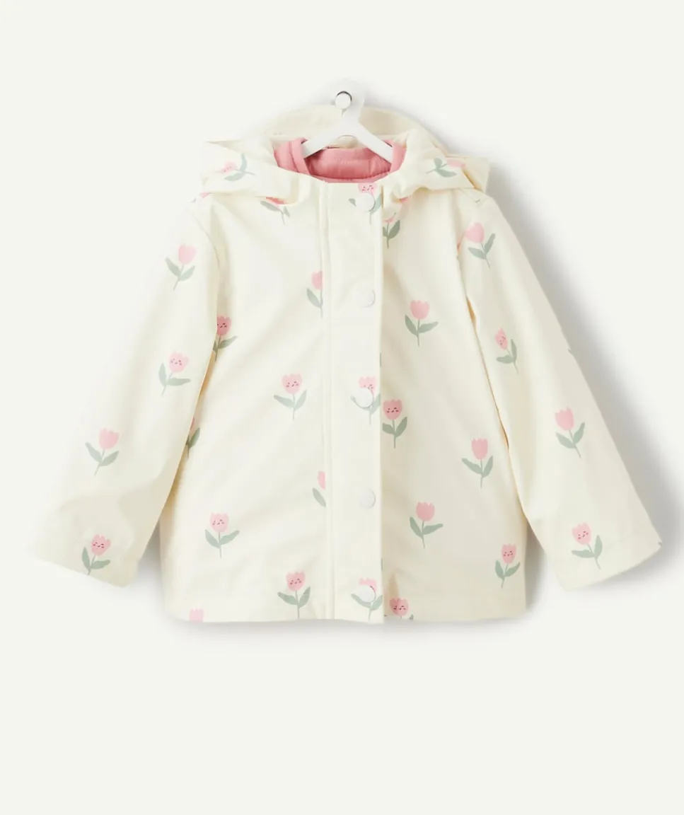 Imperméable 2 en 1 doudoune sans manches imprimé fleurs et rose