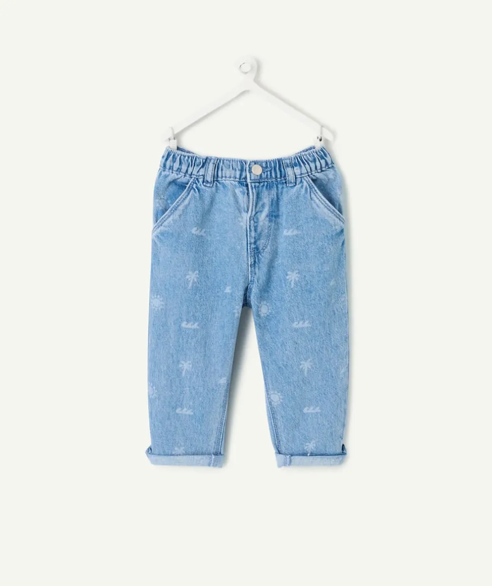 Jean enfant imprimé bleu élastique
