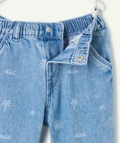 Jean enfant imprimé bleu élastique
