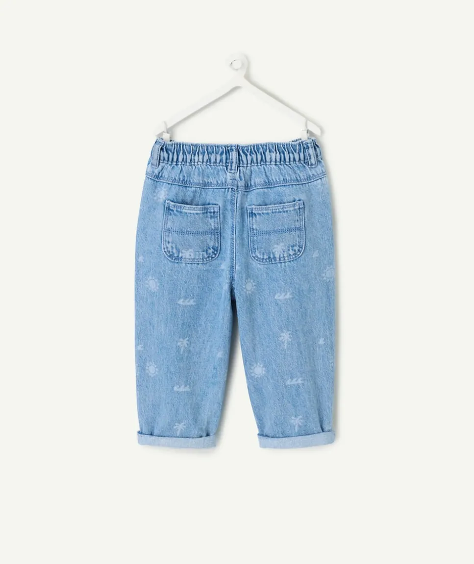 Jean enfant imprimé bleu élastique