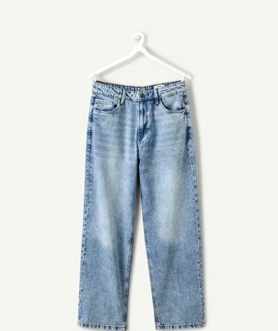 Jean fille baggy bleu delavé