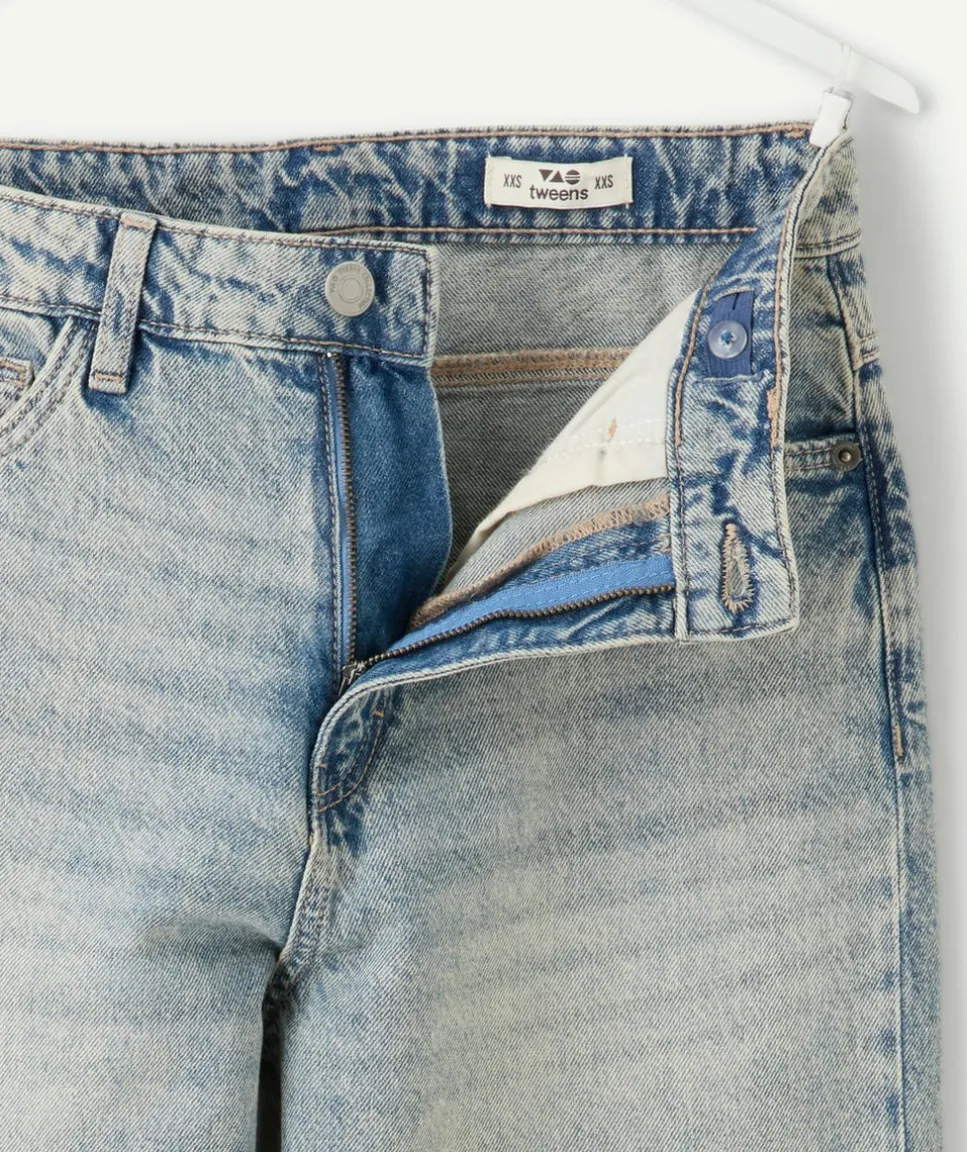 Jean fille baggy bleu délavé verdi