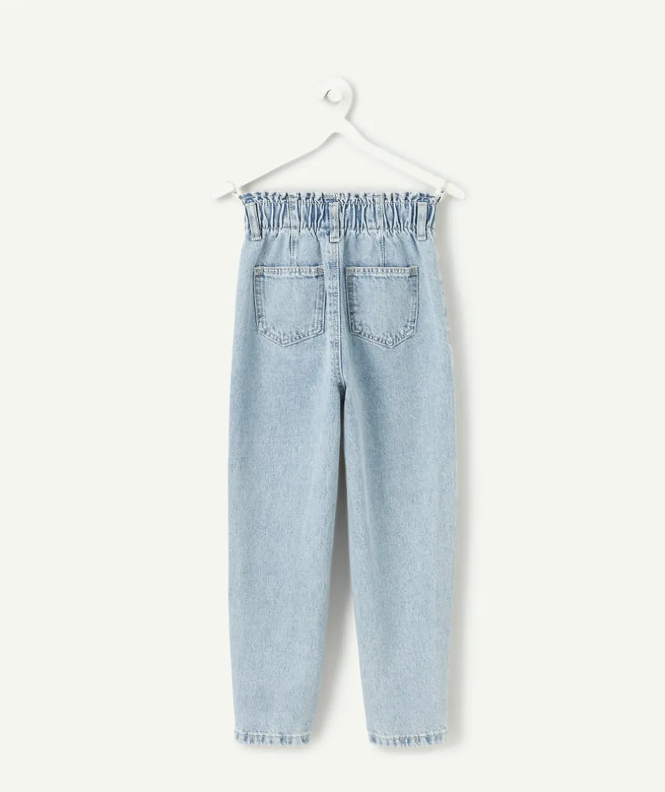 Jean fille droit bleu broderies