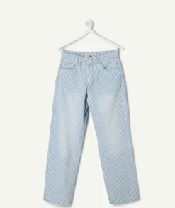 Jean fille droit bleu rayé