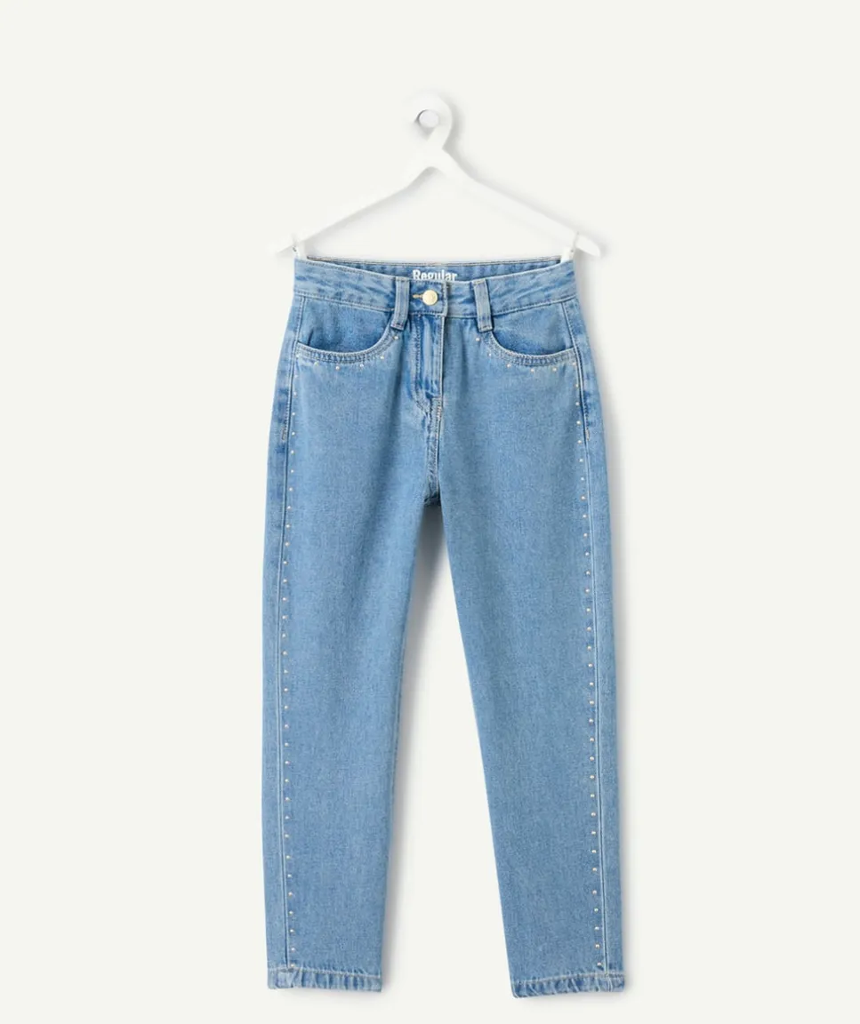 Jean fille droit denim bleu