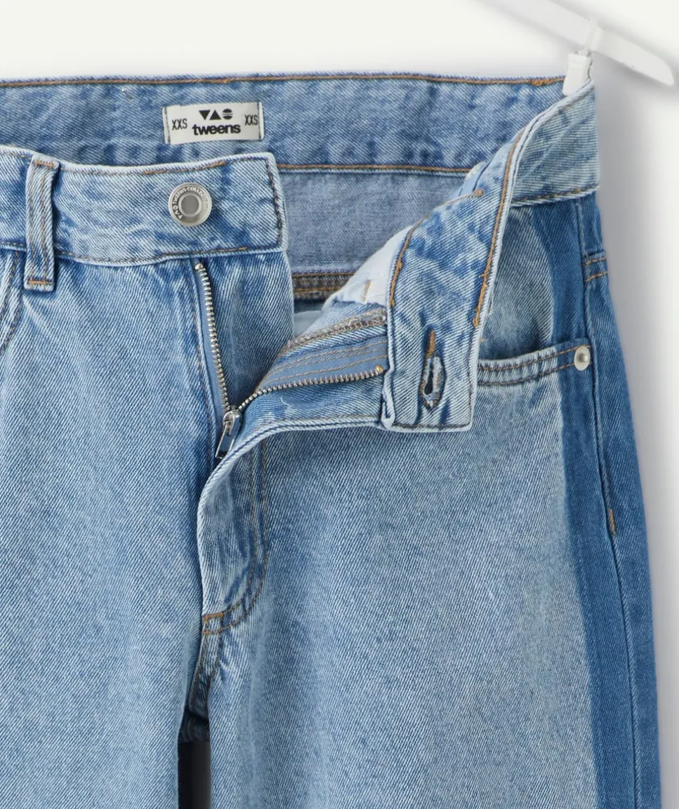 Jean fille droit denim bleu
