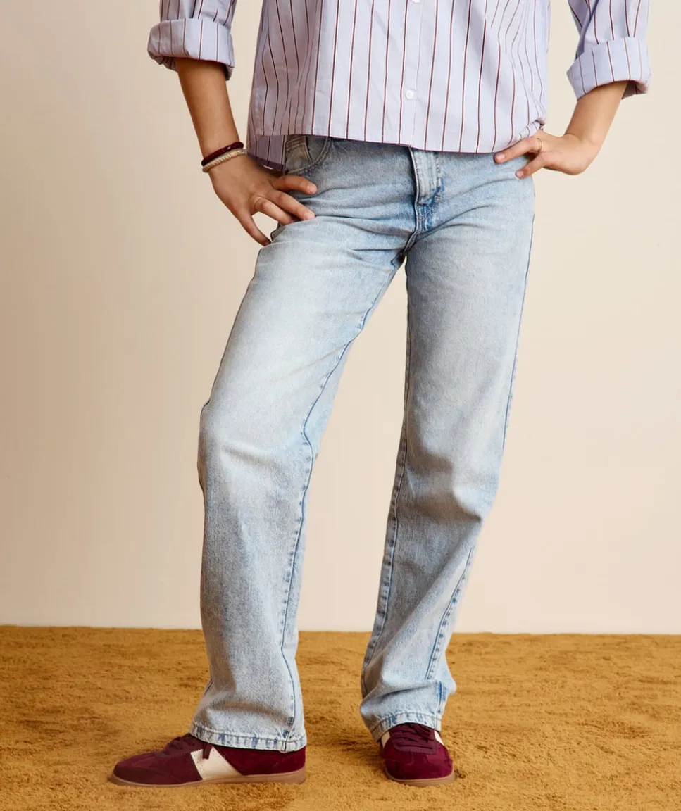 Jean fille droit denim clair