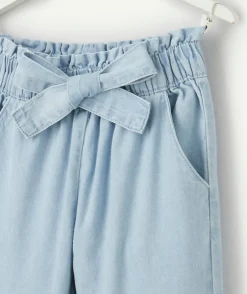Jean fille fluide bleu avec ceinture