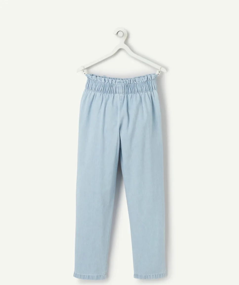 Jean fille fluide bleu avec ceinture