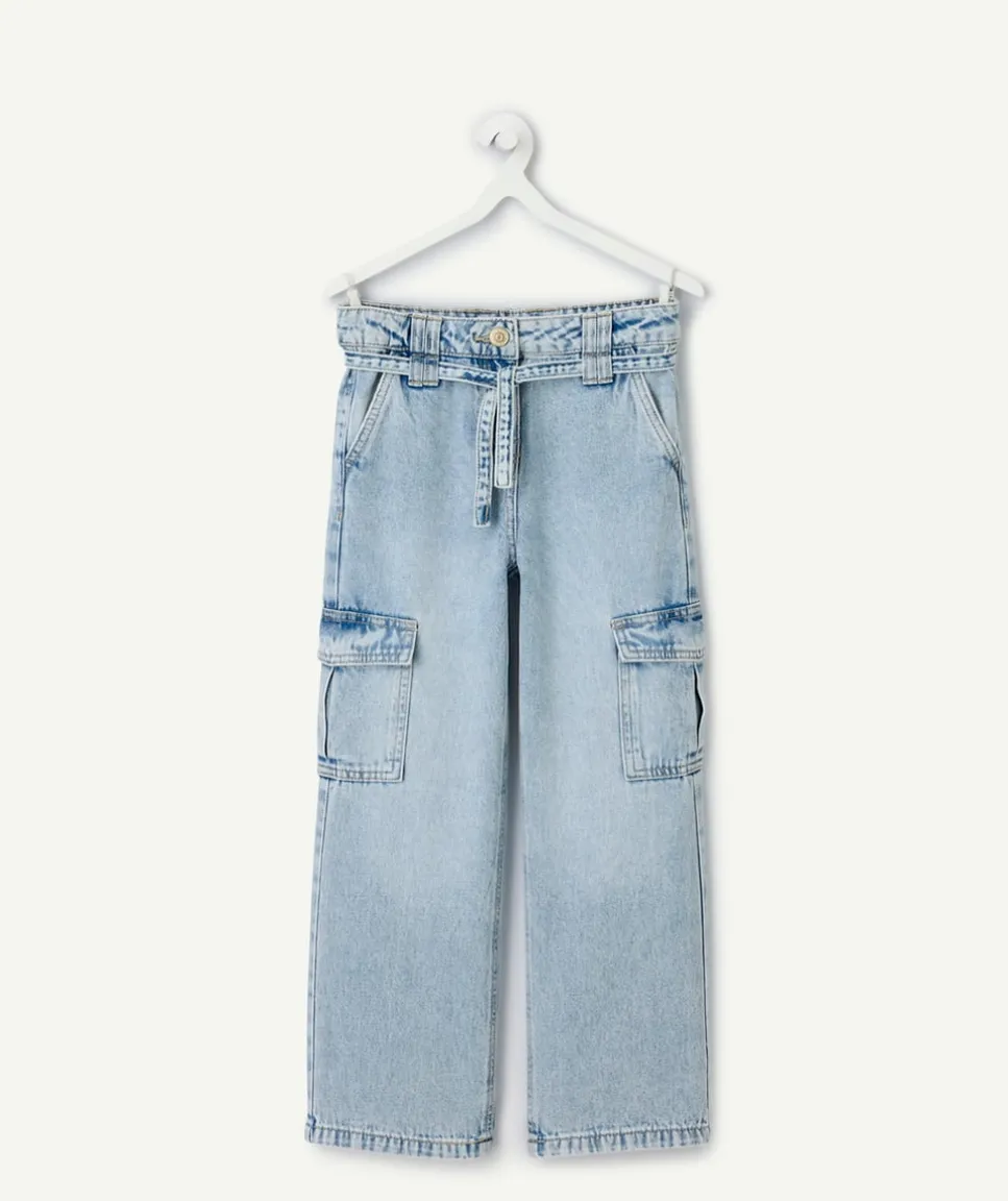Jean fille large denim bleu