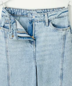 Jean fille large denim bleu clair