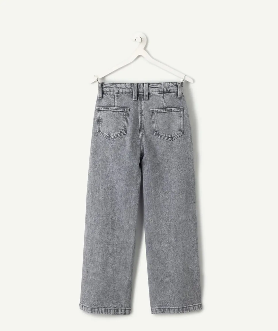 Jean fille large denim gris