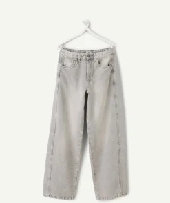 Jean fille large gris délavé