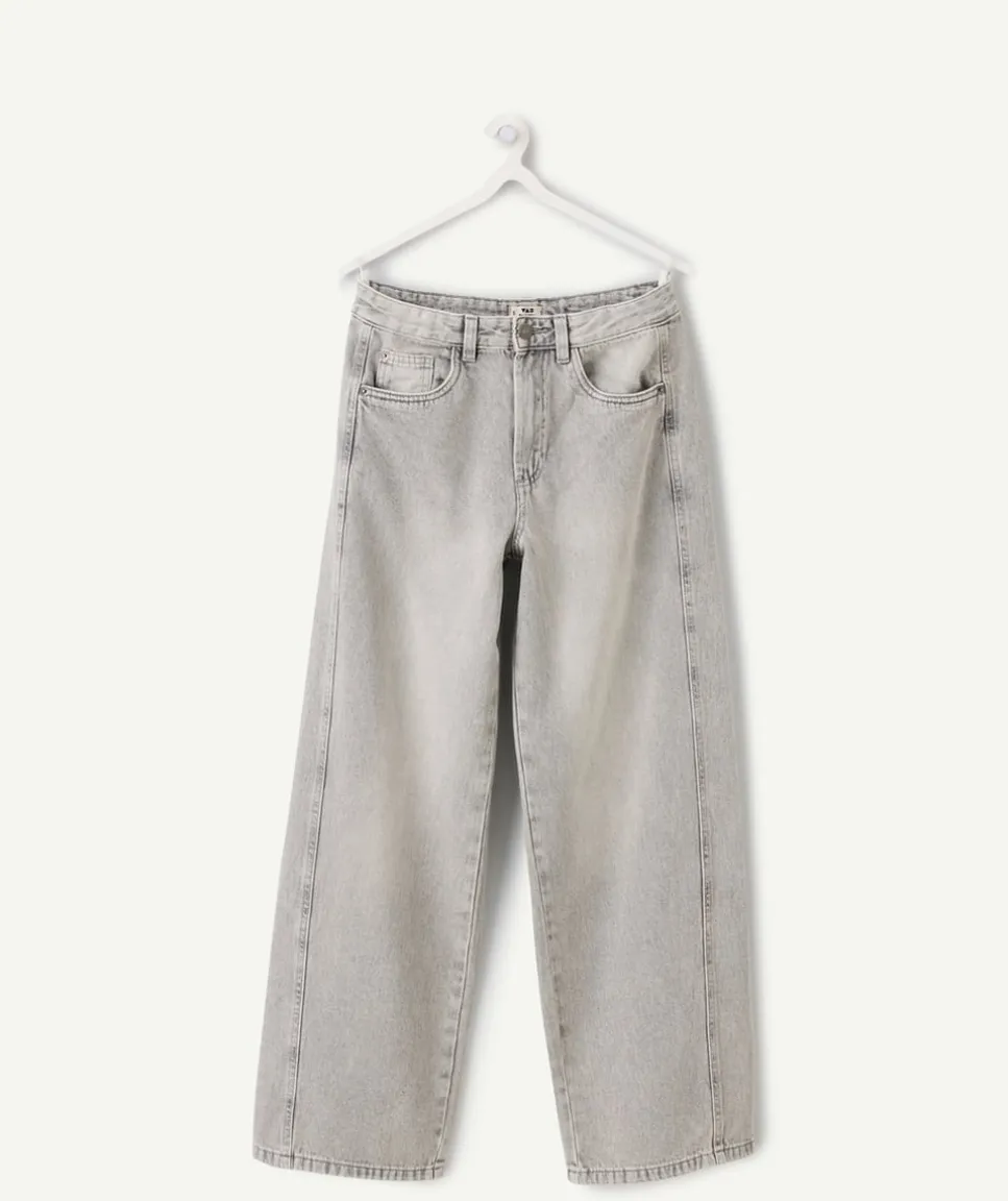 Jean fille large gris délavé