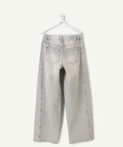 Jean fille large gris délavé