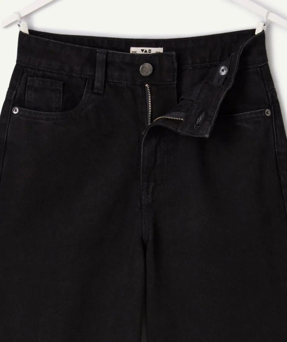 Jean fille large noir patchs étoiles