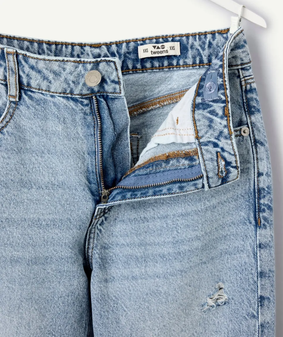 Jean fille mom bleu délavé