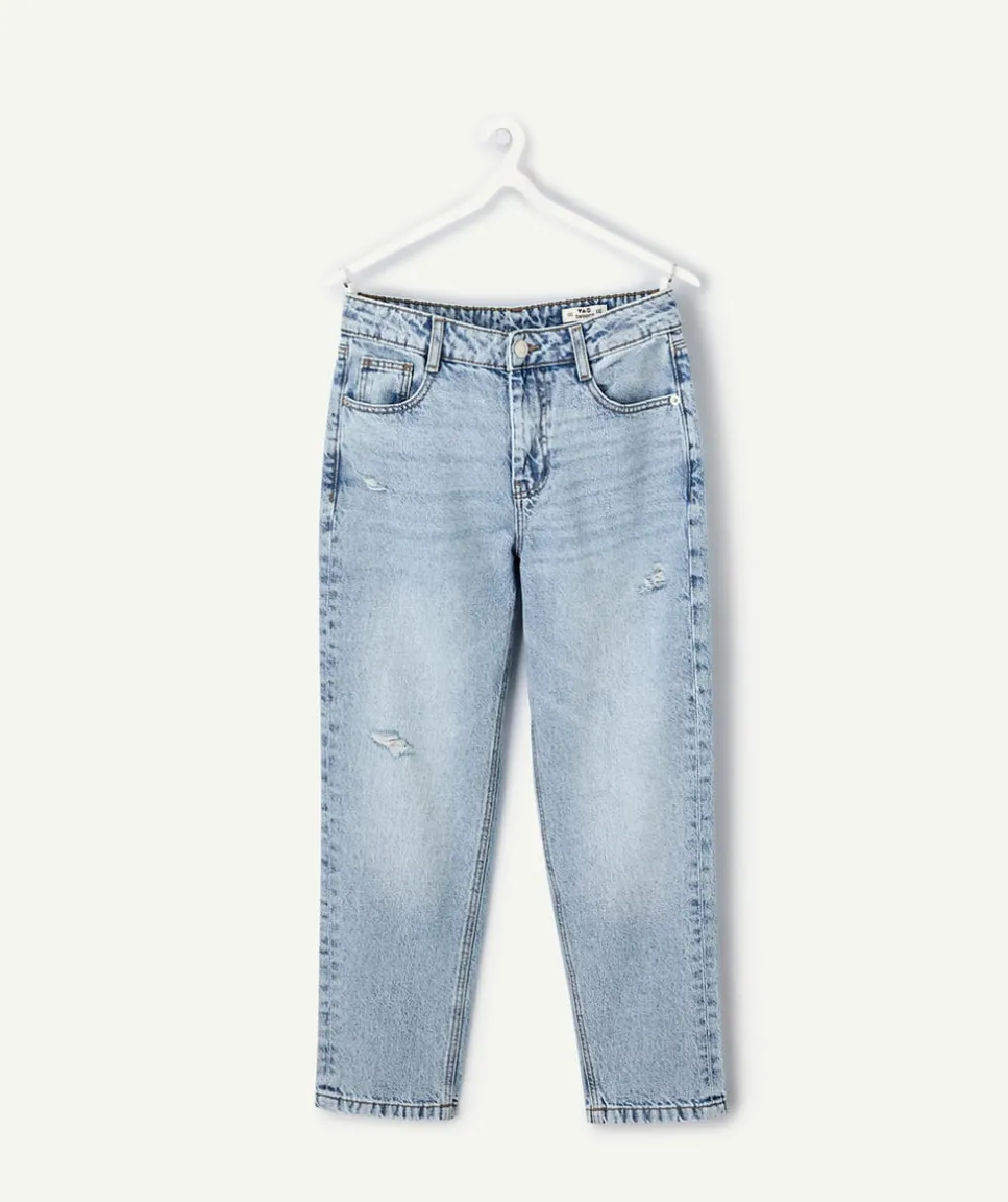 Jean fille mom bleu délavé