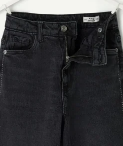 Jean fille wide leg noir