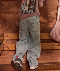 Jean garçon baggy denim clair