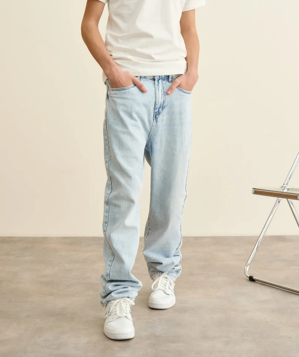 Jean garçon baggy denim clair