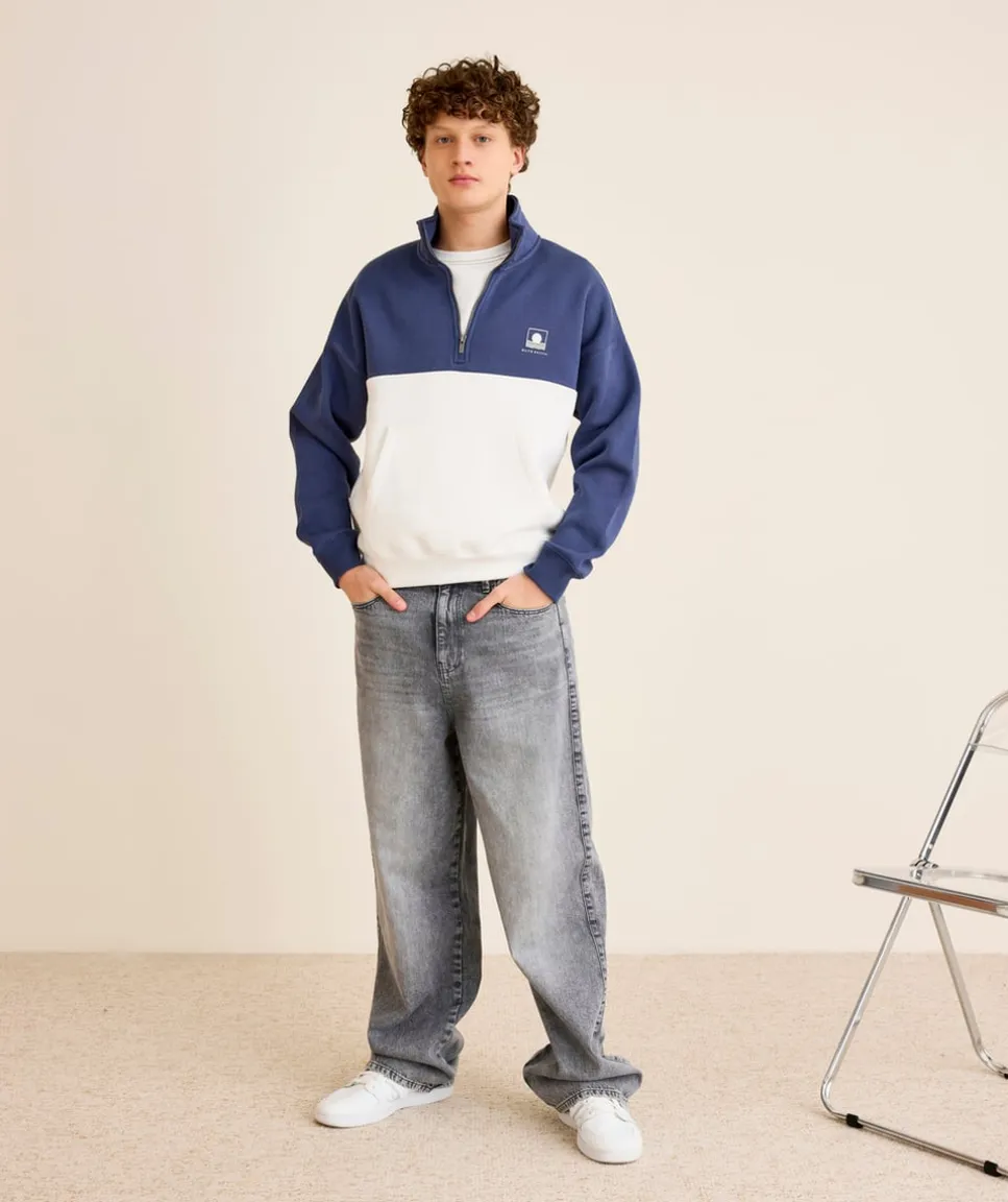 Jean garçon baggy gris blanchi