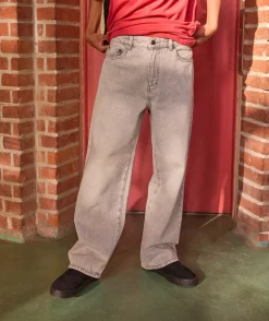 Jean garçon baggy gris délavé