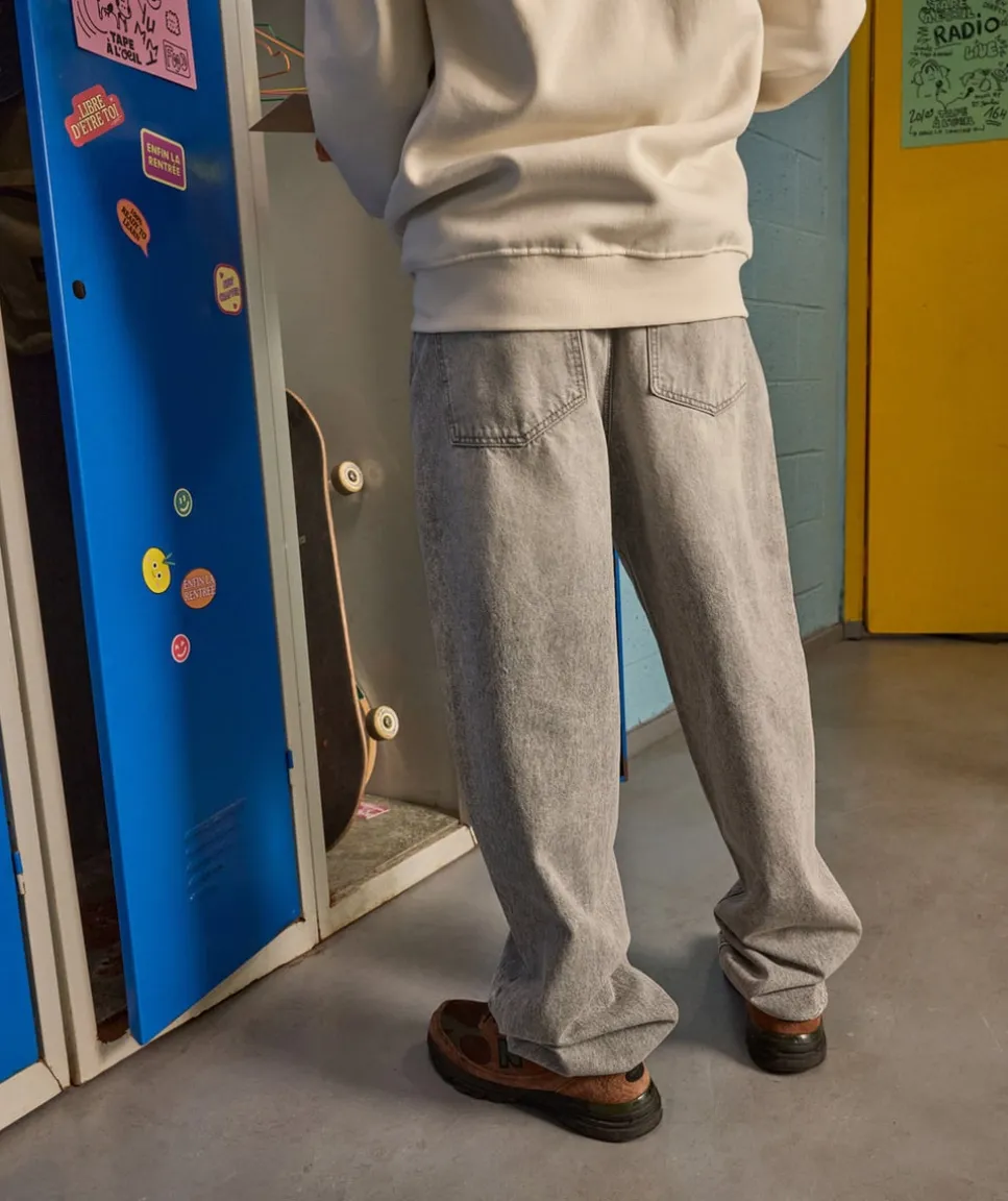 Jean garçon baggy gris délavé