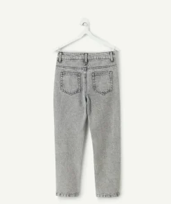 Jean garçon denim gris coupe droite