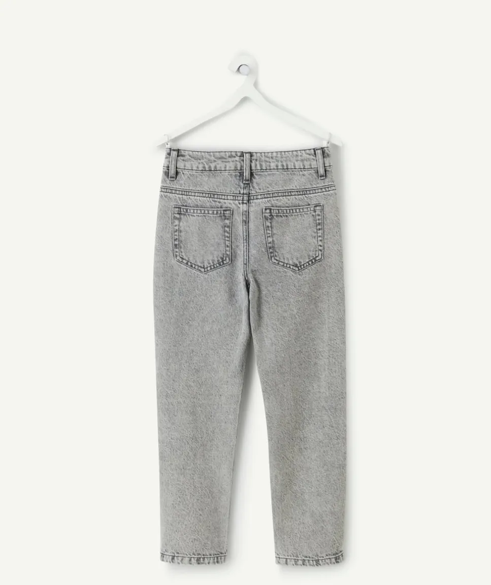 Jean garçon denim gris coupe droite