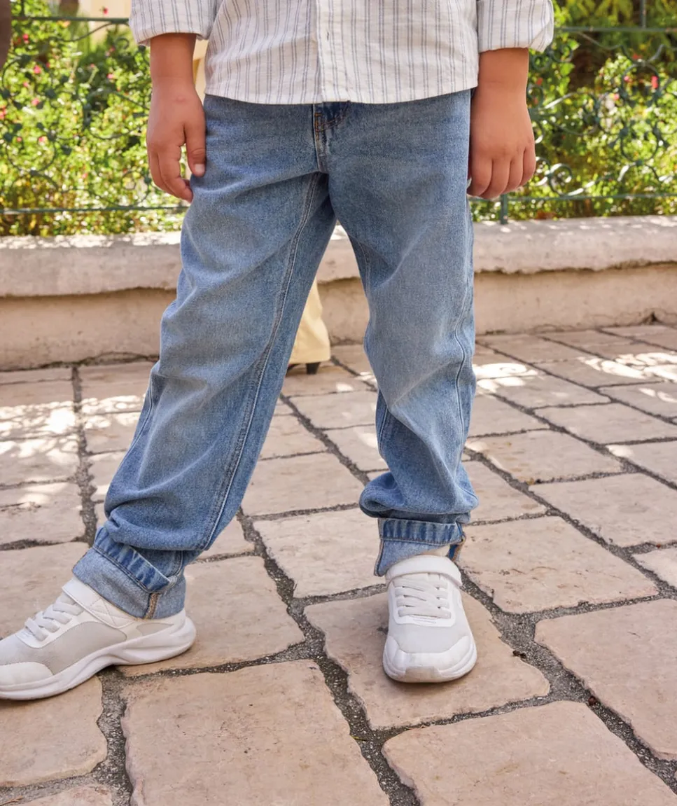 Jean garçon droit denim bleu