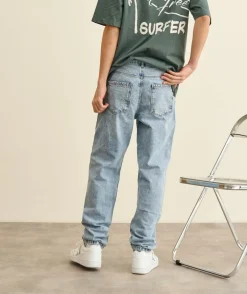 Jean garçon droit denim délavé