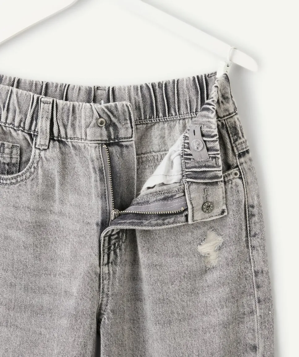 Jean garçon relax denim gris